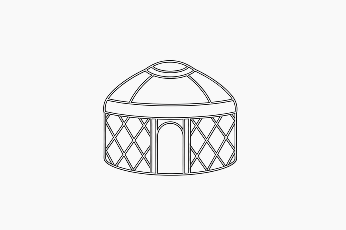 icon of mongolian ger. thin lines